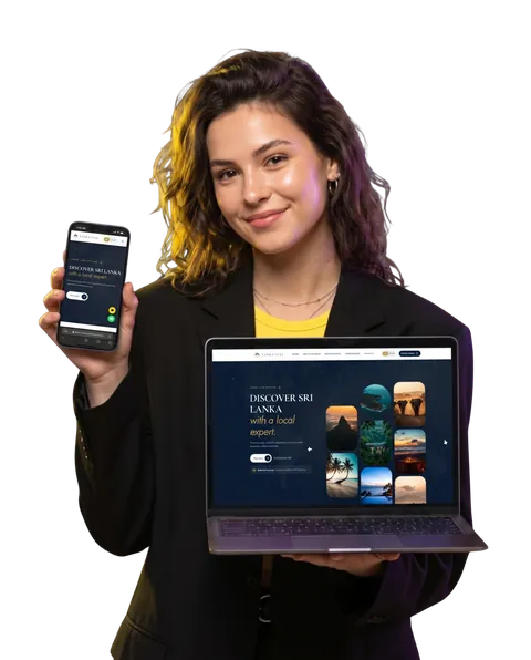 Lanka Luxe (luxury travel) website built by Braintisa, shown on a phone and laptop
