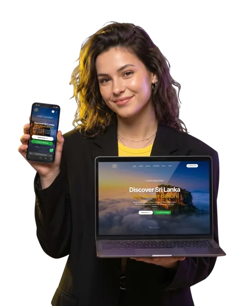 Sri Lanka tours (tours and transfers) website built by Braintisa, shown on a phone and laptop